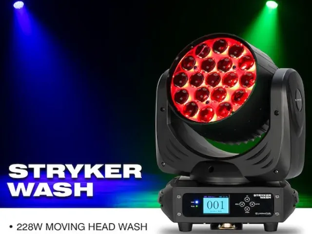 Eliminator Lighting Stryker Wash Quad RGBW LED Moving Head with Motorized Zoom