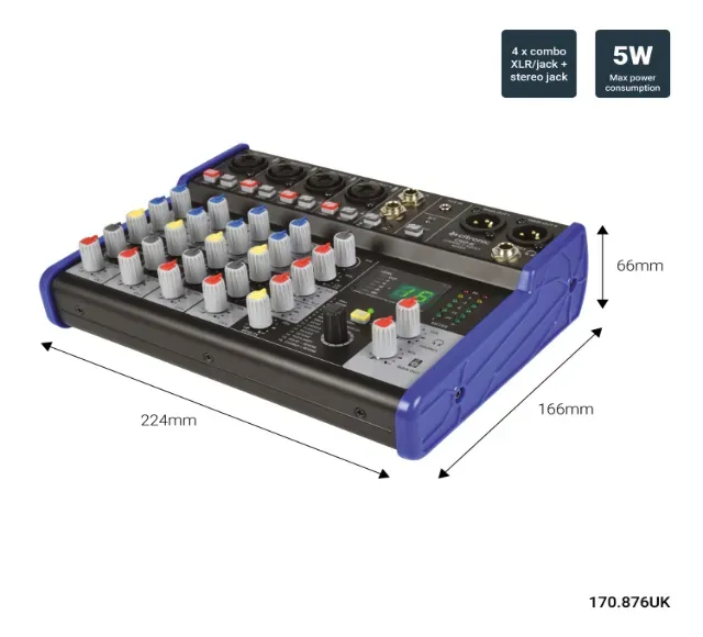 Citronic CSD-6 Compact Mixer with BT receiver + DSP Effects