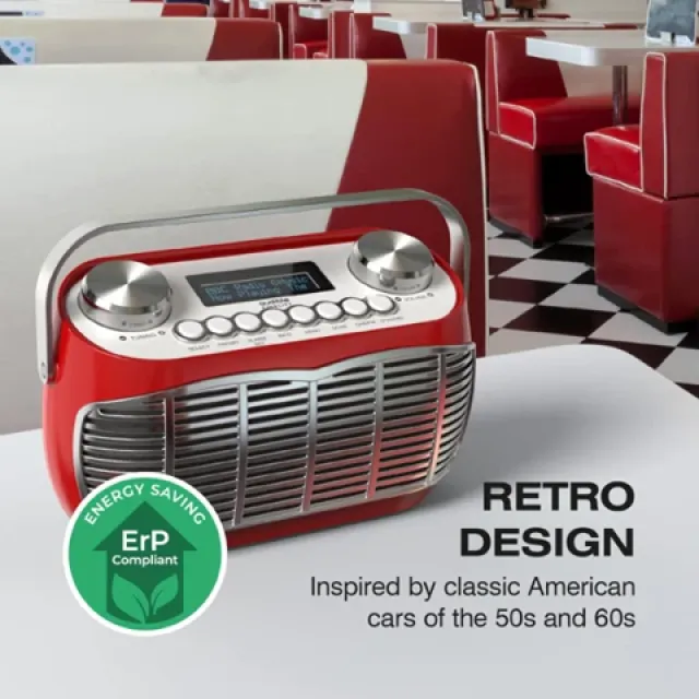 Detroit Retro DAB Radio by Audible Fidelity - Red