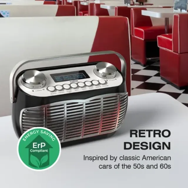 Detroit Retro DAB FM Radio by Audible Fidelity - Black